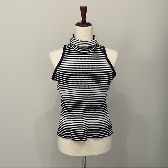 Worth New York Sleeveless Striped Turtleneck Size 8 - Picture 1 of 9